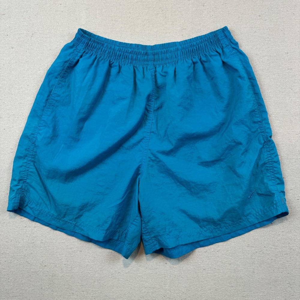 Nike Medium Shorts Women Teal Blue Elastic Waist Nylon Athletic